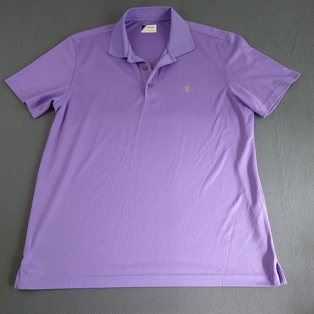 IZOD Golf Shirt Men L Purple Polo Activity Outdoor Stretch‎ Knit Comfort